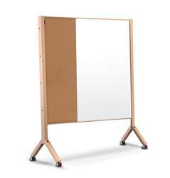 Tablica moderacyjna MemoBe Idea, suchościeralna magnetyczna i korkowa, rama drewniana z olchy, 150 x 120 x H180 cm