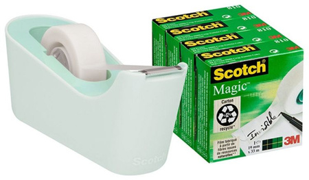 Taśma biurowa SCOTCH® Magic™(C18-4M), matowa, 19mm, 33m, 4szt., podajnik C-18 GRATIS