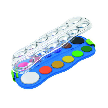 Farby akwarelowe KEYROAD, z pędzelkiem, 12 kolorów, zawieszka