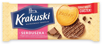 Ciastka KRAKUSKI, serduszka maślane w czekoladzie mlecznej, 171g