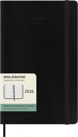 Kalendarz tygodniowy horyzontalny MOLESKINE 2026, 12M, L, miękka oprawa, 13x21cm, czarny