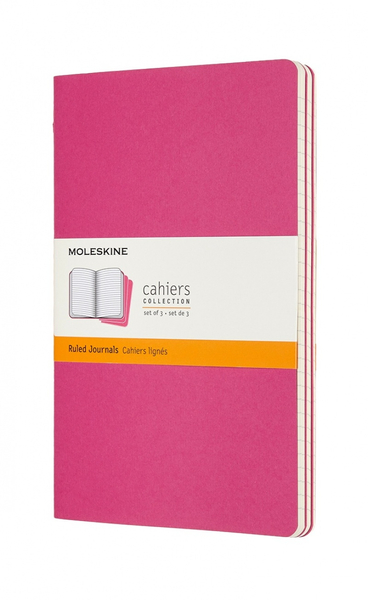 Zestaw 3 zeszytów MOLESKINE Cahier, L, 13x21cm, w linie, 80 stron, kinetic pink