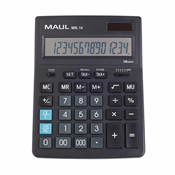 KALKULATOR BIURKOWY BUSINESS MXL 14, 14-POZYCYJNY, OBLICZANIE PODATKU, CZARNY MAUL