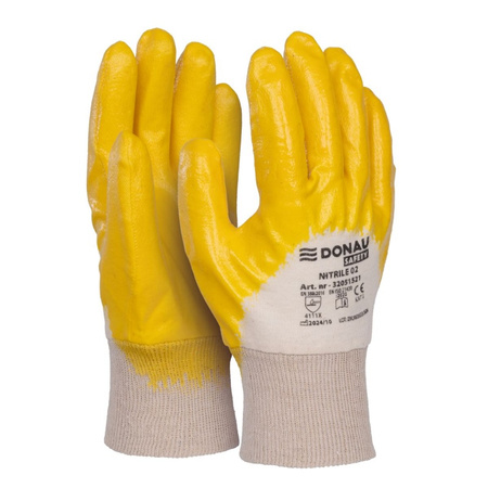 Rękawice DONAU SAFETY Nitrile 02, kat. II, rozm. 8, żółte