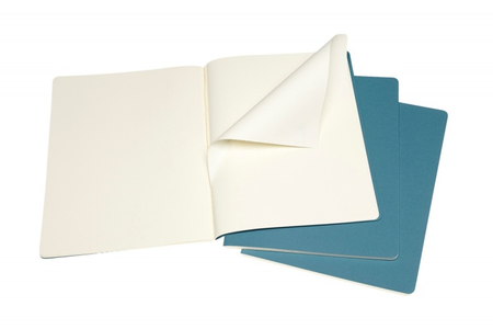 Zestaw 3 zeszytów MOLESKINE Cahier Journals, XL, 19x25cm, gładki, 120 stron, brisk blue