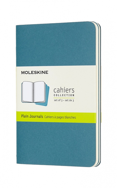 Zestaw 3 zeszytów MOLESKINE Cahier Journals, P, 9x14cm, gładki, 64 strony, brisk blue