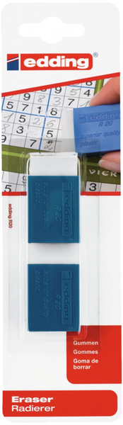 Gumka do wymazywania e-R20 EDDING, 2 szt., blister, biała