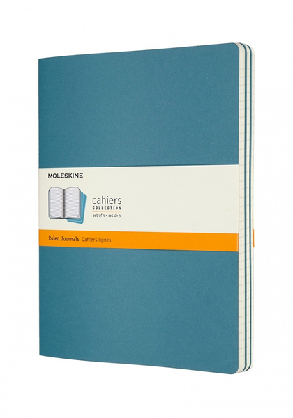 Zestaw 3 zeszytów MOLESKINE Cahier, XL, 19x25cm, w linie, 120 stron, brisk blue