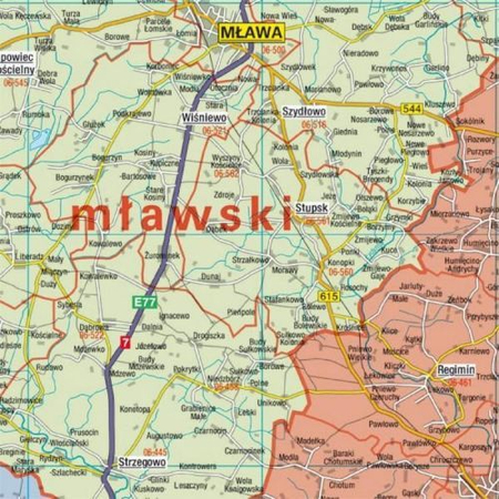 Mapa magnetyczna Województwa Mazowieckiego 125x135cm 1:225 tys.