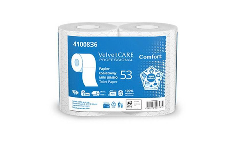 Papier toaletowy celulozowy VELVET Comfort, 2-warstwowy, 486 listków, 4szt., biały