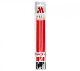 Ołówki drewniane MARTEK, HB, B, 2B, H, 4 szt., czerwony, zawieszka