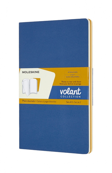 Zestaw 2 zeszytów MOLESKINE Volant, L, 13x21cm, gładki, 96 stron, blue/amber yellow