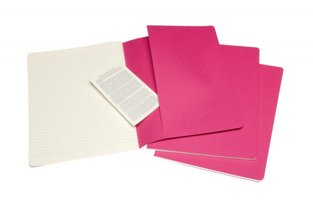 Zestaw 3 zeszytów MOLESKINE Cahier, XL, 19x25cm, w linie, 120 stron, kinetic pink