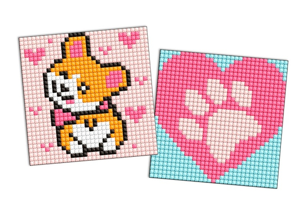 Diamentowa mozaika na naklejce IDEYKA, 9x9 cm, kids, corgi, 2 szt.