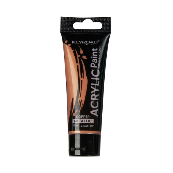 Farba akrylowa KEYROAD, metaliczna, 75ml, tubka, miedziana