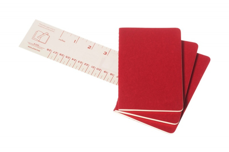Zestaw 3 zeszytów MOLESKINE Cahier Journals, P, 9x14cm, gładki, 64 strony, cranberry red