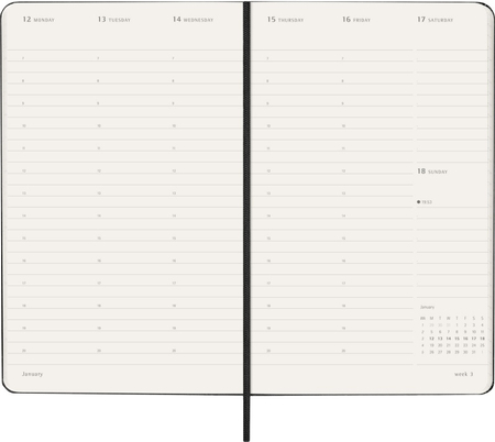 Kalendarz tygodniowy vertykalny MOLESKINE Pro 2026, 12M, L, twarda oprawa, 13x21cm, czarny
