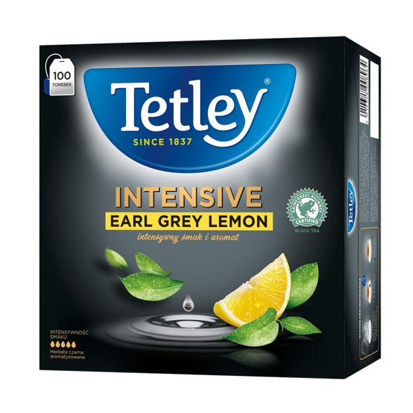 Herbata TETLEY Intensive Earl Grey, cytrynowa, 100 torebek