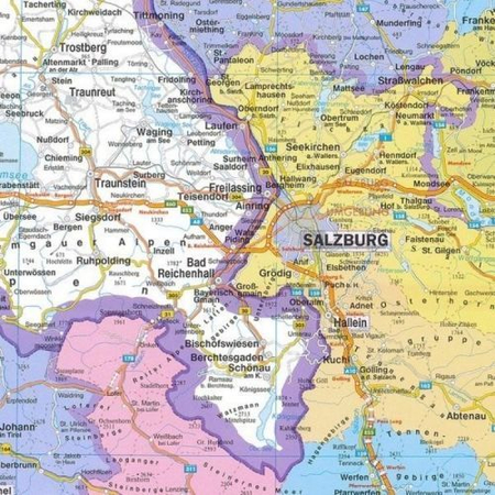 Mapa Austrii administacyjno drogowa na korku do wpinania - 120x90 cm