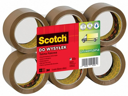 Taśma pakowa do wysyłek SCOTCH® Hot-melt (371), 50mm, 66m, brązowa