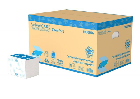Serwetki celulozowe VELVET, 2-warstwowe, 6000 listków, 40szt., białe