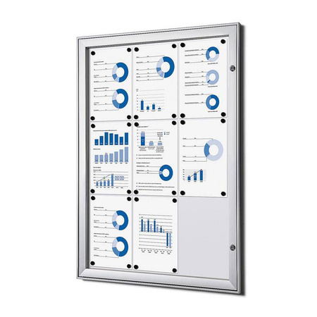 Indoor Lockable Showcase Silver 9x A4
