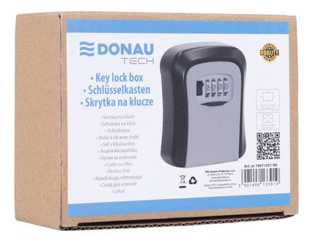 Skrytka na klucze DONAU TECH, 115x95x40 mm, czarno-srebrna