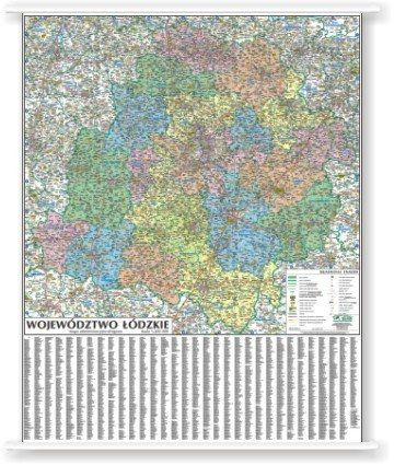 Mapa ścienna Województwa Łódzkiego 1:180 tys. 100x120 cm 