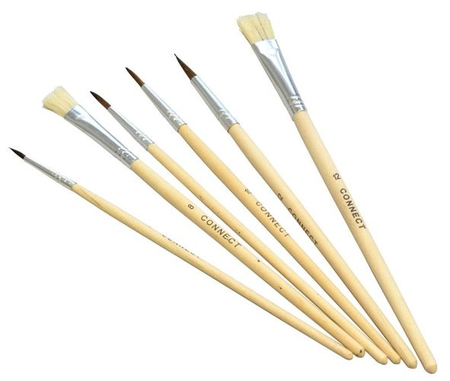 Pędzelki Q-CONNECT, w kartoniku, 6szt.