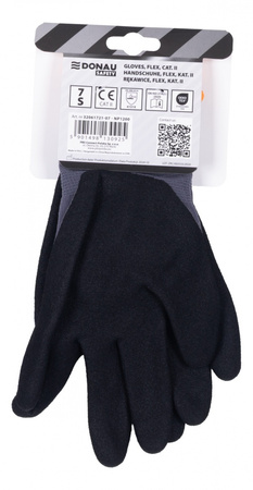 Rękawice DONAU SAFETY Flex, kat. II, rozm. 7, szare