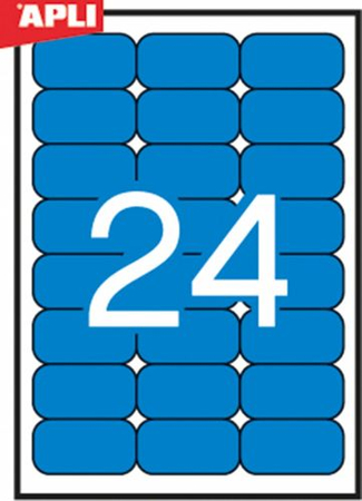 Etykiety kolorowe APLI, 70x37mm, zaokrąglone, niebieskie, 20 ark.