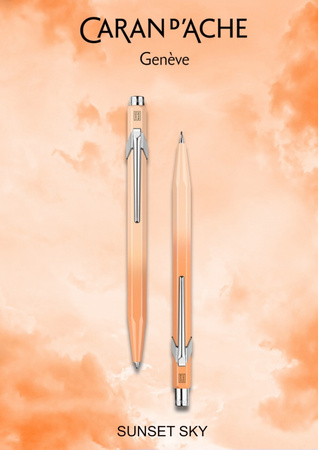 Zestaw długopis 849 i ołówek 844 CARAN D'ACHE Sunset Sky, w etui, pomarańczowy