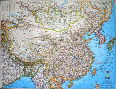 Chiny. Mapa ścienna Chin administracyjno drogowa 1:7,8 mln. 84x60 cm