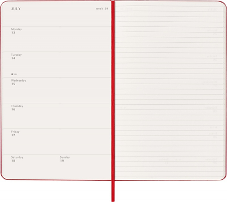Kalendarz tygodniowy MOLESKINE 2026, 12M, L, twarda oprawa, 13x21cm, scarlet red