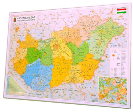 Węgry. Mapa Węgier ścienna