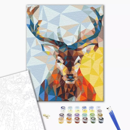 Malowanie po numerach BRUSHME, 40x50 cm, jeleń w kalejdoskopie, 1 szt., w pudełku
