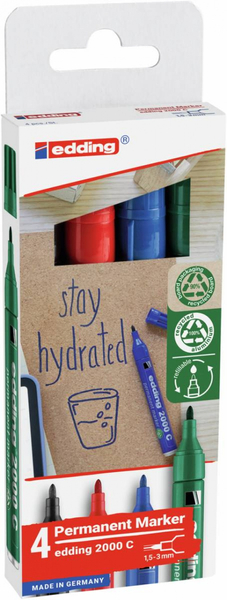 Marker permanentny e-2000c EDDING, 1,5-3 mm, 4 szt., mix kolorów