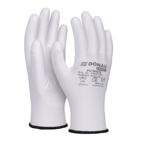 Rękawice DONAU SAFETY PU White, kat. II, rozm. 10, białe