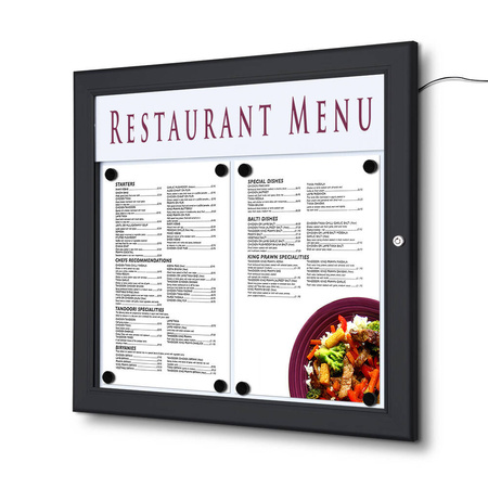 Outdoor Menu Case LED Illuminated With Logo Panel Landscape 2x A4