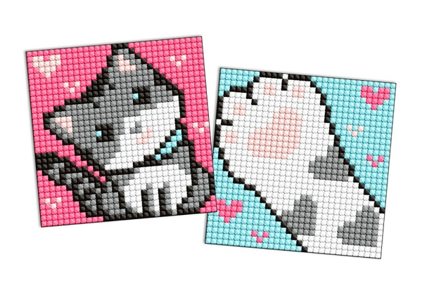 Diamentowa mozaika na magnesie IDEYKA, 9x9 cm, kids, szary puszysty, 2 szt.