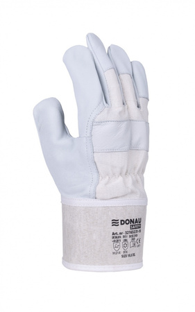 Rękawice robocze DONAU SAFETY DS-DOKGOAT, doker, skóra kozia, rozm. 10,5/XL, szaro-białe