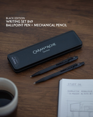 Zestaw długopis 849 i ołówek 844 CARAN D'ACHE Black Code, w etui, czarny