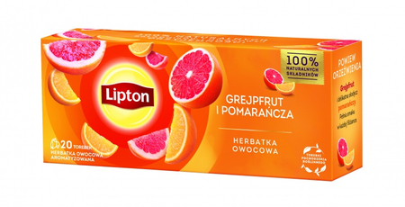 Herbata LIPTON owocowa, grejpfrut i pomarańcza, 20 torebek