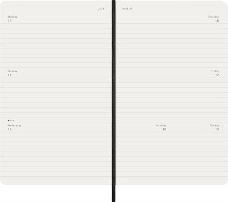 Kalendarz tygodniowy horyzontalny MOLESKINE 2026, 12M, L, miękka oprawa, 13x21cm, czarny