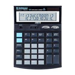 Kalkulator biurowy DONAU TECH, 12-cyfr. wyświetlacz, wym. 186x142x39 mm, czarny