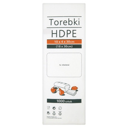 Torebki spożywcze HDPE, 10x4x30cm, 1000 szt., transparentne