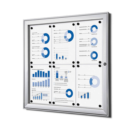 Indoor Lockable Showcase Silver 4x A4