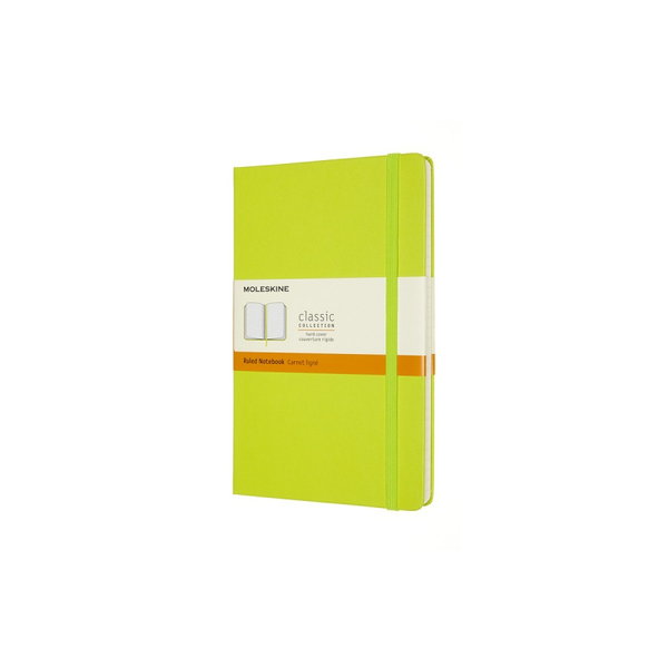 Notes MOLESKINE Classic L (13x21cm), w linie, twarda oprawa, 240 stron, lemon green