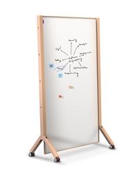 Tablica parawan MemoBe Idea suchościeralna magnetyczna, rama drewniana z olchy, mobilna, 100 x 174,5 x H180 cm