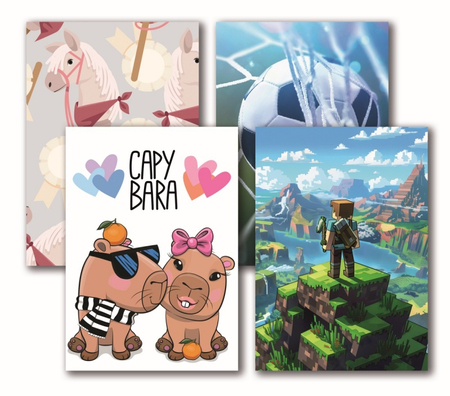 Zeszyt szkolny GIMBOO, A5, gładki, 16 kart., mix wzorów